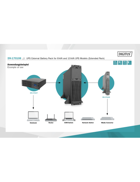 
DN-170108 DIGITUS - Módulo de batería con batería interna (20 unidades)