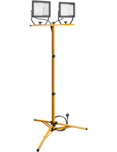 
Luz de trabajo LED con trípode telescópico, 2x 50 W
con un total de 8500 lm y luz blanca fría (6500 K), apta para uso interio