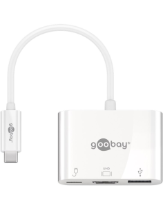 
62104 Goobay - Adaptador USB C Macho a HDMI Hembra 0.15m 4K/30Hz + USB 3.0+ PD Blanco Goobay