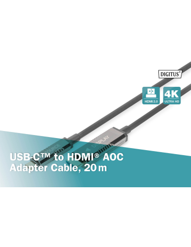 
AK-330150-200-S DIGITUS - Cable USB C Macho a HDMI Macho 20.00m 4K/60Hz 18 Gbit/s AOC Digitus