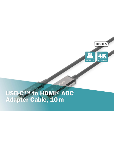 
AK-330150-100-S DIGITUS - Cable USB C Macho a HDMI Macho 10.00m 4K/60Hz 18 Gbit/s AOC Digitus