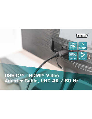 
DB-300330-020-S DIGITUS - Cable USB C Macho a HDMI Macho  2.00m 4K/60Hz 18 Gbit/s Digitus  Conector Aluminio