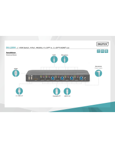 

 DIGITUS Conmutador KVM, 4 puertos, 4K60Hz, 4 DP in, 1 DP/HDMI out
Número de artículo: DS-12890
EAN: 4016032475606

KVM