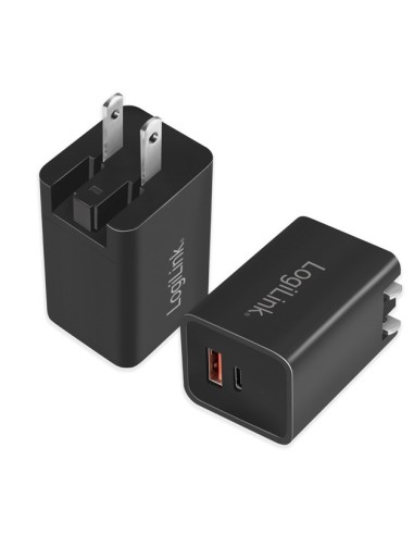 
PA0301  LOGILINK - Cargador de viaje USB, GaN, 2 puertos, USB-AF y USB-CF, 30 W, con PD