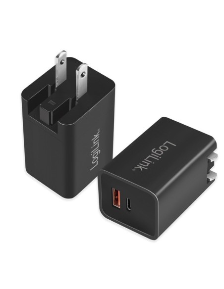 
PA0301  LOGILINK - Cargador de viaje USB, GaN, 2 puertos, USB-AF y USB-CF, 30 W, con PD