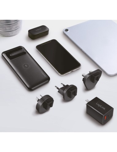 
PA0301  LOGILINK - Cargador de viaje USB, GaN, 2 puertos, USB-AF y USB-CF, 30 W, con PD