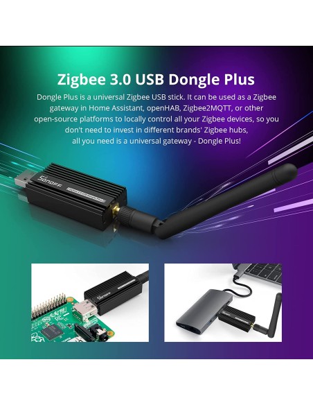 
ZBDONGLE-E - SONOFF Universal Zigbee 3.0 USB Dongle Plus Gateway con Antena