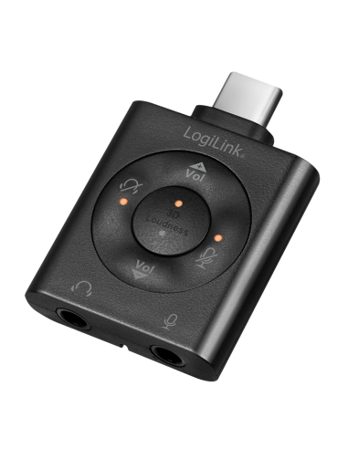 
UA365 LOGILINK - Adaptador de audio USB 3.2 con EQ, USB-C/M a 2x 3,5 mm/F, 7.1 canales LogiLink.