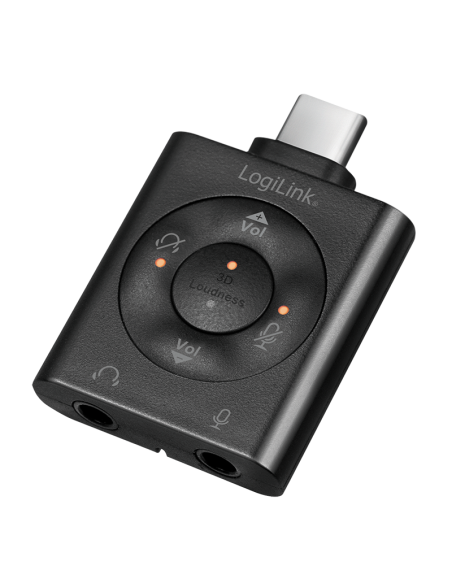 
UA365 LOGILINK - Adaptador de audio USB 3.2 con EQ, USB-C/M a 2x 3,5 mm/F, 7.1 canales LogiLink.