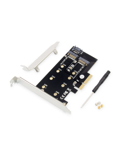 
DS-33170 Tarjeta Add-On M.2 NGFF/NVMe SSD PCIexpress compatible con B, M y B+M Key, tamaño 80, 60, 42 y 30 mm