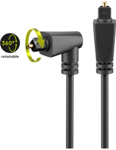 
Cable  1 m Toslink M a Toslink M ø 4 mm Con un conector en codo en 90º y Giratorio, Bolsa de Colgar