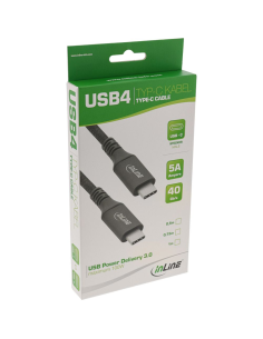 
Cable de 1,00m Cable USB4 40Gbps USB-C a USB-C 100W Negro Inline
Caja de Carton