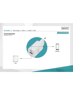 
DA-10062 DIGITUS - Cargador USB de 1 puerto USB-A/1 puerto USB-C 30 W Dual Port, 1x 2,4A, 1x 3A, QC3.0