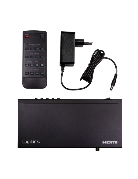 
HD0053 LOGILINK - Conmutador 4x1 HDMI 4x1 puertos, multiviewer, 4k/30 Hz, scaler, continuo, RC Logilink