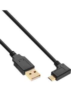 
Cable USB2.0 tipo AM - micro BM 1.80m Negro  90º Derecha