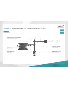 
DA-90436 DIGITUS - Brazo para monitor con bandeja para ordenador portátil 17-32", 9 kg máx., mordaza sin fijación + manguito 2