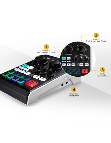 
UC8000-AT ATEN - Mezclador de audio para pódcast con IA | MicLIVE de 6 canales 