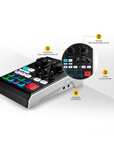 
UC8000-AT ATEN - Mezclador de audio para pódcast con IA | MicLIVE de 6 canales 