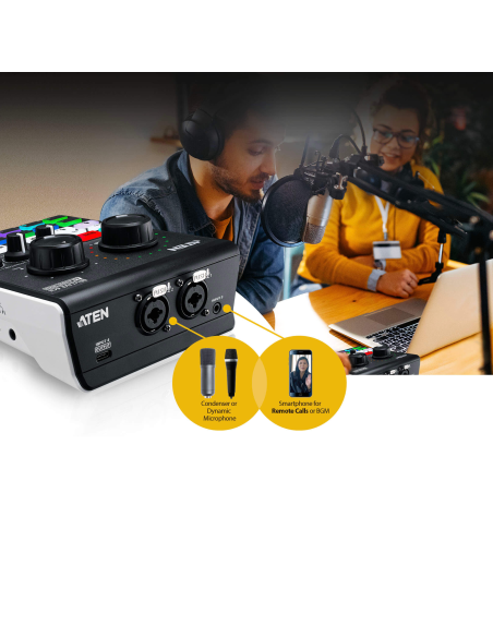 
UC8000-AT ATEN - Mezclador de audio para pódcast con IA | MicLIVE de 6 canales 