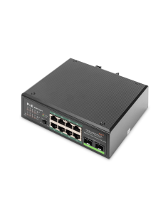 
DN-651110 Interruptor Gigabit PoE+ industrial de 8 puertos con 2 puertos de enlace de subida (uplink) SFP IEEE802.3af/at, rie
