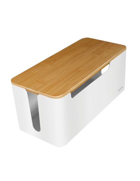 
KAB0075 Caja de Gestion de Cables o Regletas 320x140x130 mm Blanca con tapa bambo Logilink