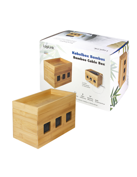 
KAB0076 Caja de Gestion de Cables o Regletas 255x140x165 mm bamboo  Logilink