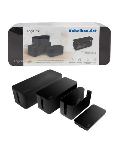 
KAB0077 LOGILINK - Caja de Gestion de Cables o Regletas  Kit de 3  Negra Logilink