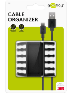 
70433 Juego de 2 piezas para organizar y sujetar cables, extraíble, Gestión de cables 5 ranuras, Negro, Blister
