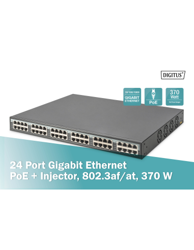 
DN-95117 DIGITUS PROFESIONAL - Inyector 802.3 30W POE+ 24 Puertos Gigabit