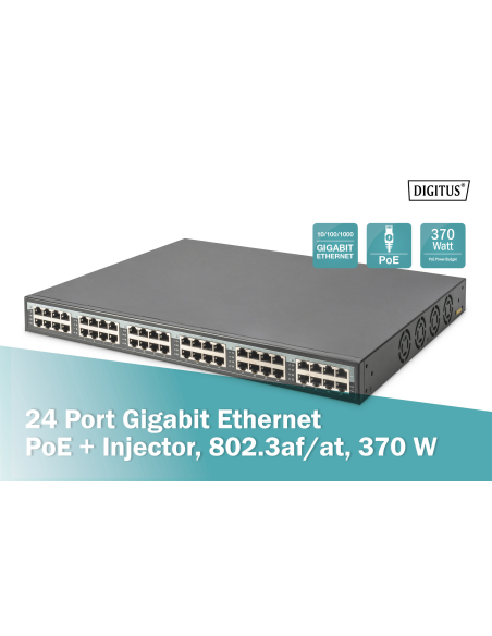 
DN-95117 DIGITUS PROFESIONAL - Inyector 802.3 30W POE+ 24 Puertos Gigabit