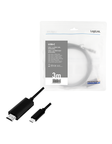
UA0330 - Cable USB C Macho a HDMI Macho  3 m 4K/60Hz 18 Gbit/s Logilink