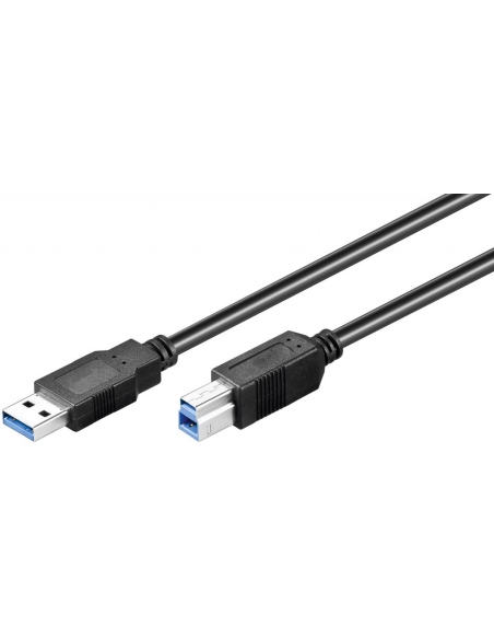 
95722 Cable USB 3.0 (AM/BM) 0.5m Negro Doble Malla Bulk