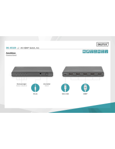
DS-45329 DIGITUS - Conmutador 4K HDMI, 4x1 4K/60 Hz, 18 Gbps, HDR, HDCP 2.2, CEC 2