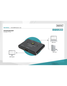 
DS-45341 DIGITUS - Conmutador HDMI  2x1 8K/60 Hz, pulsando un botón o con detección automática, sin un molesto cambio de cone