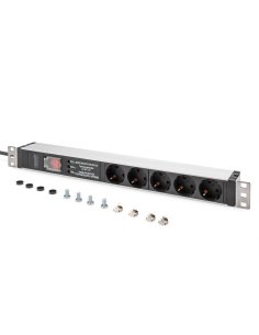 
DN-95433 DIGITUS - PDU de aluminio de 1UA, montaje en bastidor, 5 contactos de puesta a tierra 16 A, 230 V CA, 50/60 Hz, sobr 2