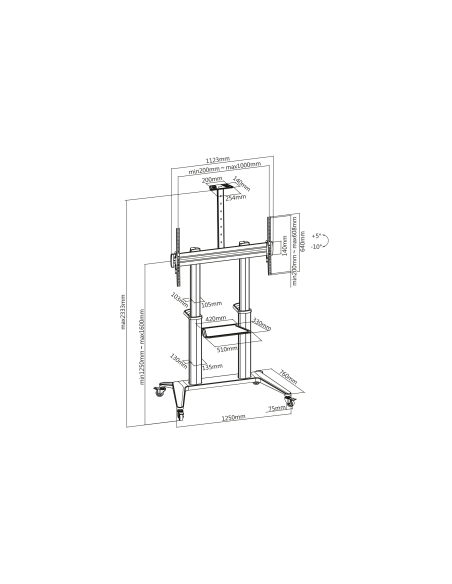 
DIGITUS DA-90452 Soporte de suelo ajustable 70-120" 140 Kg DIGITUS-DA-90452
