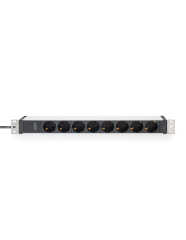 
DN-95428 DIGITUS - PDU de aluminio de 1UA, montaje en bastidor, 8 contactos de puesta a tierra 16 A, 230 V CA, 50/60 Hz, ench