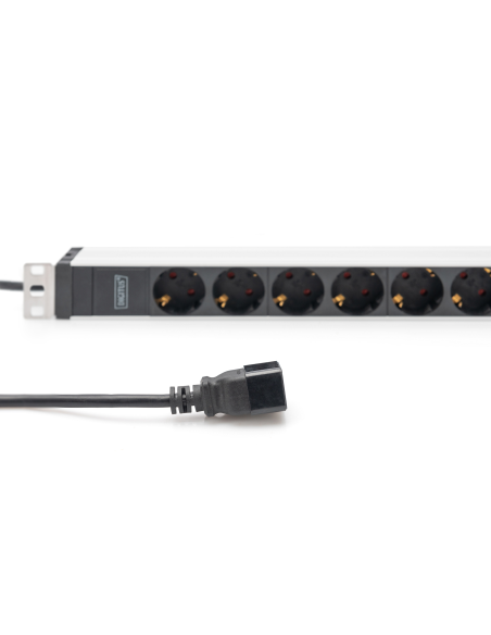 
DN-95428 DIGITUS - PDU de aluminio de 1UA, montaje en bastidor, 8 contactos de puesta a tierra 16 A, 230 V CA, 50/60 Hz, ench