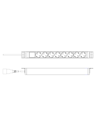
DN-95428 DIGITUS - PDU de aluminio de 1UA, montaje en bastidor, 8 contactos de puesta a tierra 16 A, 230 V CA, 50/60 Hz, ench