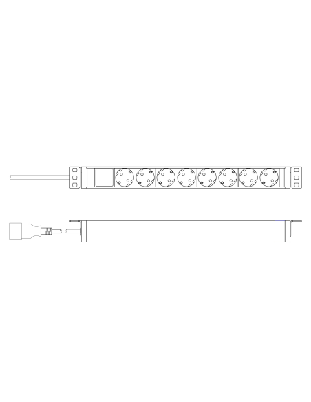 
DN-95428 DIGITUS - PDU de aluminio de 1UA, montaje en bastidor, 8 contactos de puesta a tierra 16 A, 230 V CA, 50/60 Hz, ench