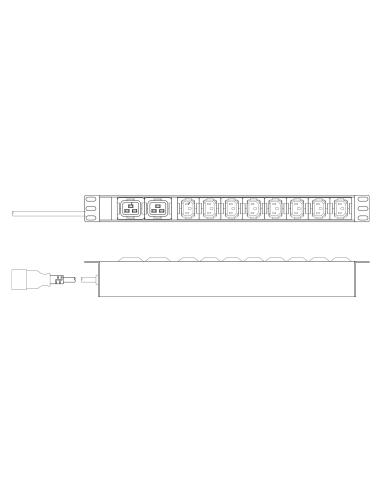 
DN-95427 DIGITUS - PDU de aluminio de 1UA, montaje en bastidor, 8 C13, 2 C19 16 A, 230 V CA, 50/60 Hz, enchufe IEC C20