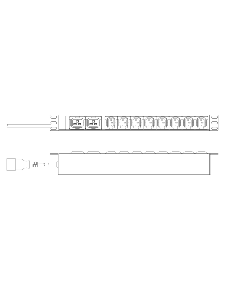 
DN-95427 DIGITUS - PDU de aluminio de 1UA, montaje en bastidor, 8 C13, 2 C19 16 A, 230 V CA, 50/60 Hz, enchufe IEC C20