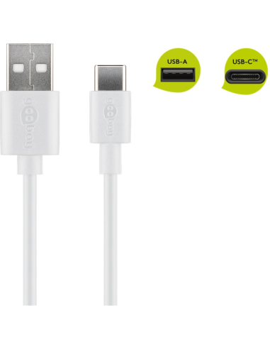 
USB-C Charging and Sync Cable (USB-A > USB-C)  1 m Blanco