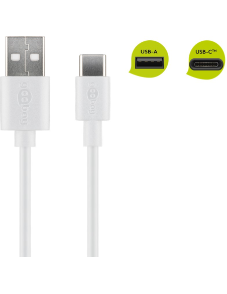 
USB-C Charging and Sync Cable (USB-A > USB-C)  1 m Blanco