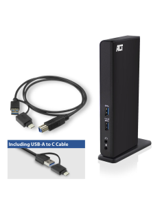 
AC7049 - Estación de acoplamiento para dos monitores ACT USB-C o USB-A. Estación de acoplamiento | USB-C y USB-A | 2xHDMI | 3