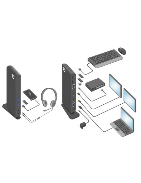
AC7049 - Estación de acoplamiento para dos monitores ACT USB-C o USB-A. Estación de acoplamiento | USB-C y USB-A | 2xHDMI | 3
