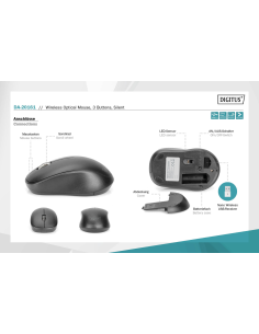 
DA-20161 DIGITUS - Ratón Optico Wireless 2.4GHz 3 botones  Negro 3D, 1000 Dpi, Digitus 2