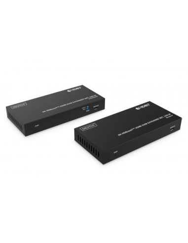 
DS-55522 Digitus Kit extensor HDMI KVM 4K HDBaseT, 150 m  4K/60Hz, USB 1.1, PoC, IR, negro  Digitus