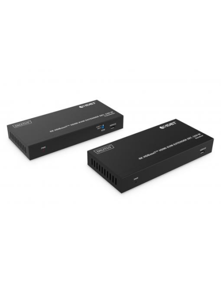 
DS-55522 Digitus Kit extensor HDMI KVM 4K HDBaseT, 150 m  4K/60Hz, USB 1.1, PoC, IR, negro  Digitus