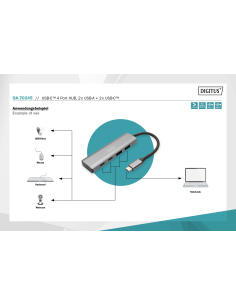 
DA-70245 DIGITUS - Hub USB-C 3.1 Gen2 con 4 puertos USB 3.1 Gen2 de hasta 10 Gbps 2 x  USB A y 2 x USB C
